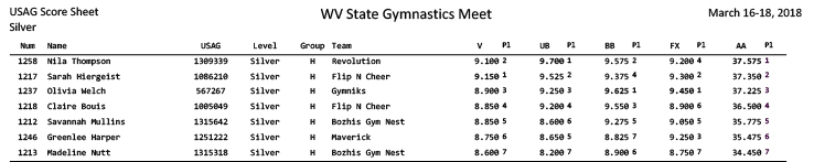 State Meet Scores